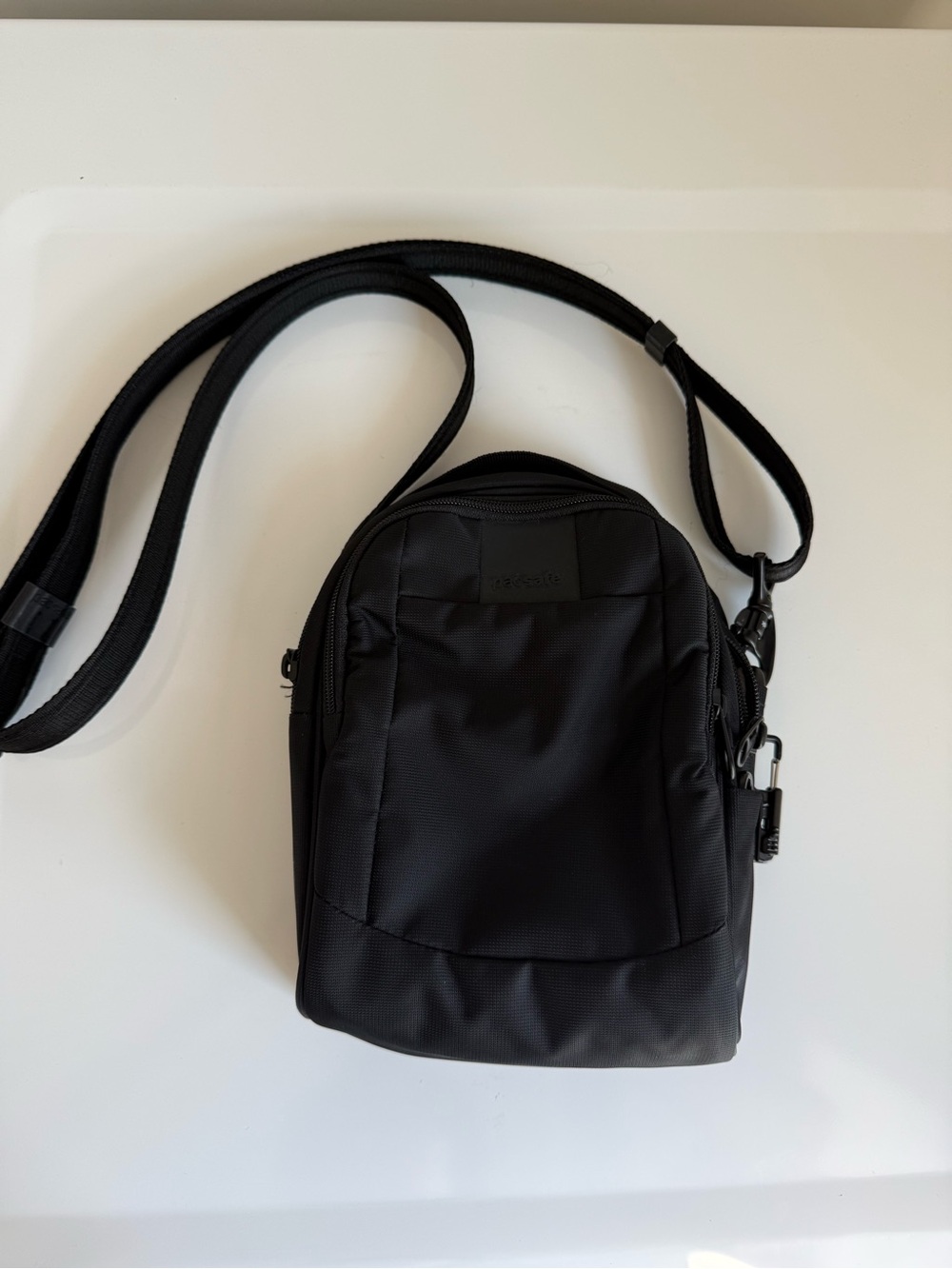 Pacsafe Black Slim Anti-Theft Crossbody Messenger Bag